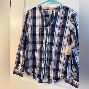 St. John's Bay Navy and White Plaid Casual Shirt